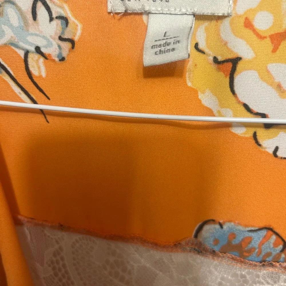 Floral Orange Women's Robe open kimono style large